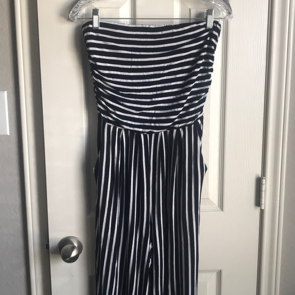 Black and white stripped jumpsuit